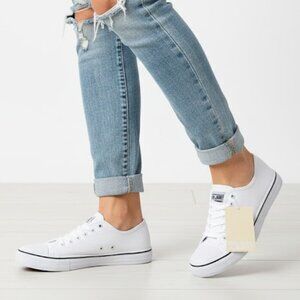 Charles Albert Women's/Unisex Classic Low-Top White Canvas Sneakers